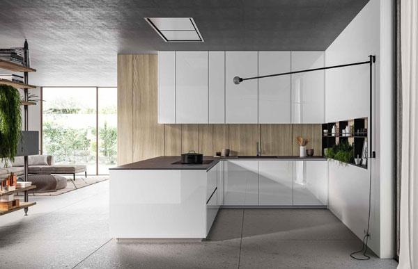 Glass 2.0 04 cucina angolare con penisola