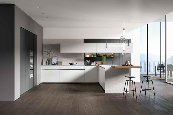 Arredo3 cucina Glass 2.0 01 completa da lontano