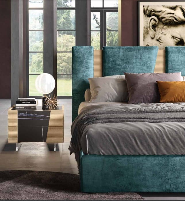 Adriatica Camera da letto Green Line letto blu comodino chiaro