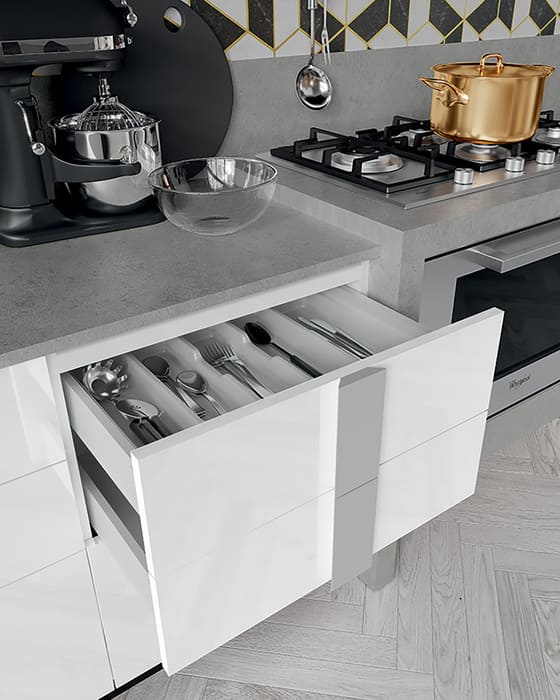 Colombini Casa Cucina Moderna Quadra cassetti portaposate 53c