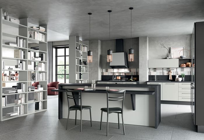 Colombini Casa Cucina Moderna Quadra grigio titanio e chiaro 60 61