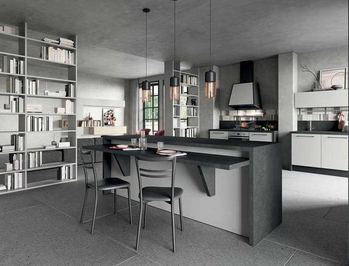 Colombini Casa Cucina Moderna Quadra isola con mensola reclinabile 64