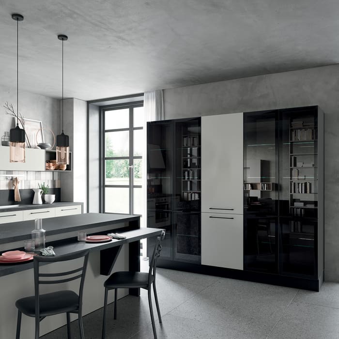 Colombini Casa Cucina Moderna Quadra mobile con ante vetro 69