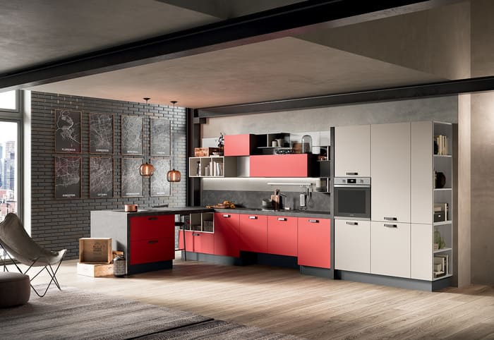 Colombini Casa Cucina Moderna Quadra rooso e canapa 78 79