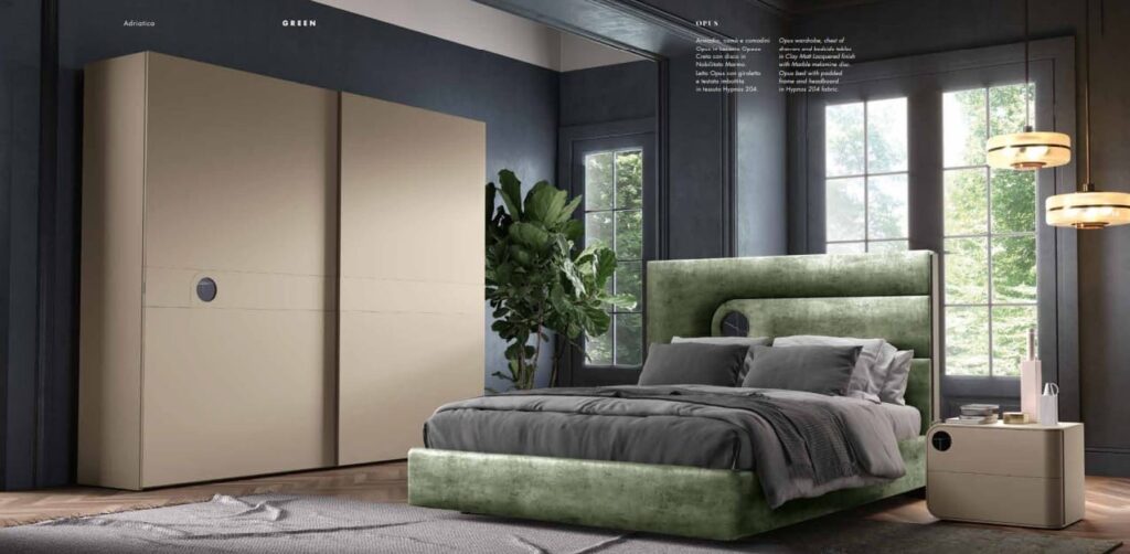Adriatica Camera da letto Green Opus letto verde arredi beige
