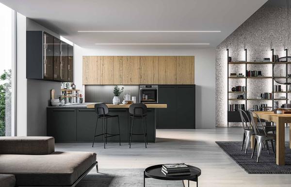Arredo3 cucina Tekna 04 completa con tavolo sedie e sgabelli